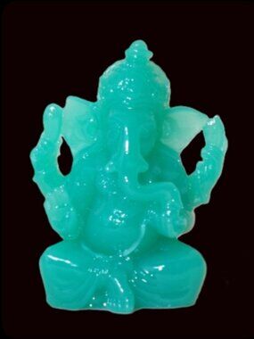 GANESH*GLOW in the DARK*STATUE-Jade Green Color-Shiva-Figurine-Gift New Beginnin